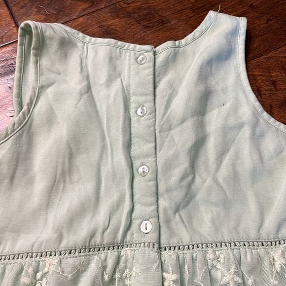 FUZARKA Mint Green Embroidered Mesh Overlay Sleeveless Dress, size 9/10 - Picture 6 of 8